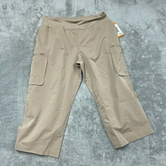 Sage Collective Tan Cargo Wide-Leg Cropped Pants XXL Stretchy Fit d0677 - Picture 4 of 9